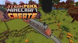 I built my FIRST PASSENGER TRAIN in STEAMPUNK MINECRAFT CREATE