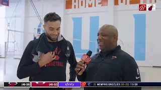 Max Strus Speaks with Jason Jackson Before the Game vs. the Bulls