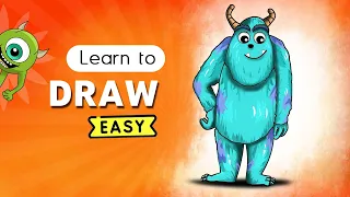 How to Draw Sulley Simple & Easy | Monsters Inc.  #howto  #drawing  #satisfying