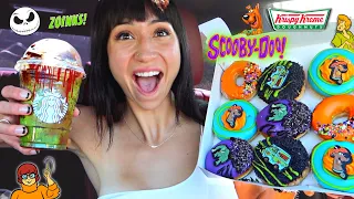 Eating Krispy Kreme’s NEW SCOOBY DOO Donuts + SECRET Menu SPOOKY Drinks From Starbucks!