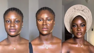 NIGERIAN BRIDAL GLAM MAKEUP TUTORIAL ON A DARK SKIN | CLIENT TRANSFORMATION #NIGERIANBRIDALMAKEUP