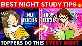 7 Secret Tips for Night Study🔥| Study Whole Night Without feeling Sleepy| 1 A.M Study Session📚#study