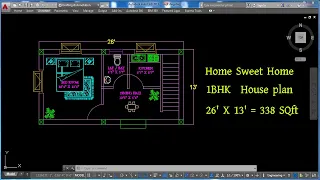 26 X 13 HOUSE PLAN / 26 X 13 HOUSE DESIGN / 26 X 13 GHAR KA NAKSHA / 4 BHK HOUSE PLAN  338 SQFT