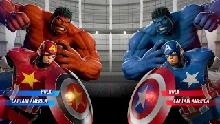 Hulk Captain America (Red) vs. Hulk Captain America (Blue) Fight | Marvel vs Capcom Infinite