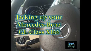 How to put the Mercedes-Benz GL on a jack stand for working on brakes