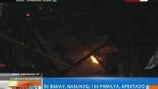 NTG: 50 bahay sa Tandang Sora, QC, nasunog