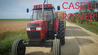 Case Ih Maxxum 5240 pulls Huge load (Hay & Straw) + FULL SPEED