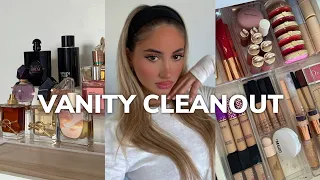 MAKEUP VANITY CLEANOUT + TOUR! *satisfying reorganizing* 2023