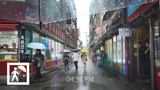 [4K] 폭우내리는 종로 귀금속상가 골목길 걷기 Walking in heavy rain in Jongno Seoul Umbrella Rain Sounds 4k ASMR Korea