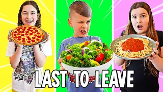 LAST TO LEAVE AND EAT CHALLENGE WITH A TWIST!! | JKREW