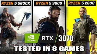 AMD Ryzen 5 3600 vs 5600X vs 2600 with RTX 3070 Tested in 8 Games 1080p Benchmark