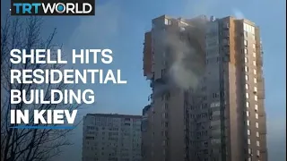 Residential building hit by shell in Kiev