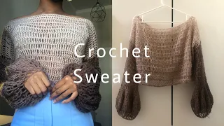 How to crochet a mohair sweater with puff sleeves.