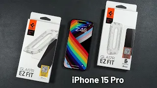 iPhone 15 Pro Spigen Glastr EZ Fit Glass Screen Protector - install & Drop test!