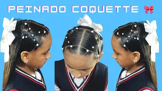 peinado fácil para la escuela.peinado para niñas con ligas estilo coquette.easy hairstyle For girls