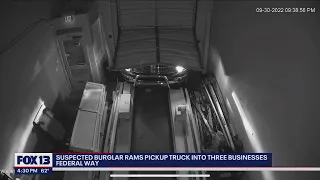 Suspected burglar uses stolen pickup truck to ram into businesses | FOX 13 Seattle