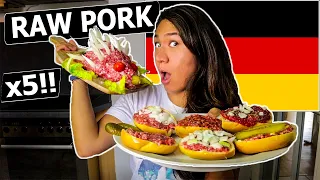 American Tries Every GERMAN METT VARIATION! - (Mettigel - RAW PORK!!)