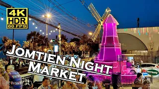 Jomtien Night Market Pattaya nightlife and evening  4K 60fps HDR  💖 Walking Tour 👀 Thailand 🇹🇭