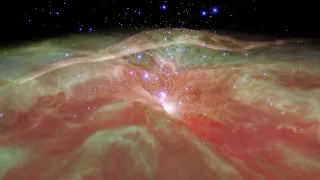 Flight through Orion Nebula in infrared light