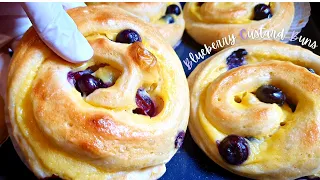 Soft and Fluffy Blueberry Custard Buns for anyone to make.