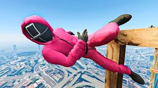 GTA 5 - Squid Game Guard Crazy Ragdolls (Epic Moments, Euphoria Physics) Ep.10