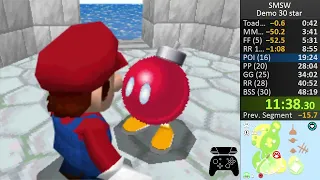 Super Mario Star World demo 30 star speedrun in 33:23