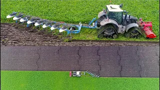Ploughing Cover Crop | Fendt 724 vario on Tracks | Lemken Diamant 11 7 furrow plow |  de Zeeuw