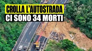 ULTIM’ORA CROLLA UN PEZZO DI AUTOSTRADA: CI SONO 34 MORTI E FERITI