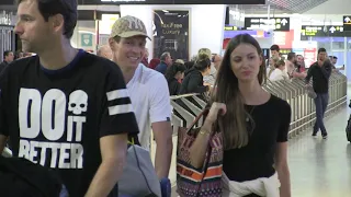 'Tennis star Tomas Berdych & wife Ester Satarova arrive in Melbourne' 15MOF