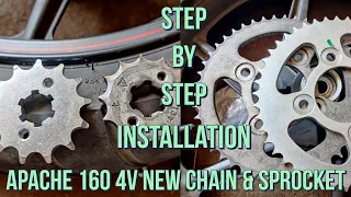 Tvs apache 160 4v  chain sprocket change Step by Step