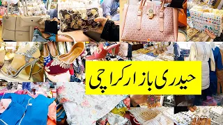 Hyderi market karachi fancy dresses,purse,heels, jewellery ki sale