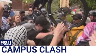 UCLA cops, pro-Palestine protesters once again clash on campus
