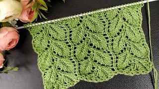पत्ती बेल 🌿 बुनाई डिज़ाइन, Drooping Leaf 🌿 Openwork Knitting Pattern For Summer Wears