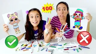 DESAFIO COLORINDO COM 100 CORES! ★ Colorindo LOL Surprise Confetti Pop com 100 cores de canetinhas