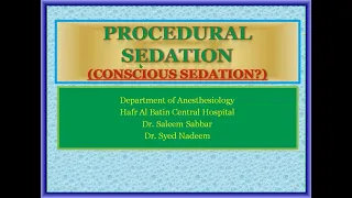 Conscious Sedation, Procedural Sedation