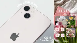 iPhone 13 unboxing + iOS 16 customization — pink theme 💐✨