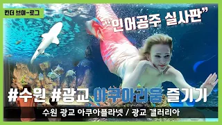 [킨더브이로그] 광교 가볼만한 곳 | 아쿠아리움 (한화 아쿠아플라넷) | 인어공주 | 물총물고기 | 상어 | 주말&방학에 아이랑 갈만한 곳