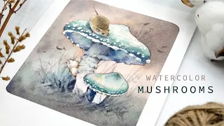 How To Paint Watercolor Mushrooms | 蘑菇水彩插畫