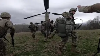 US Army CH-47 Chinooks air assault training