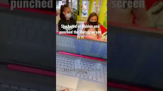 Her daughter got angry at #roblox & destroyed the #laptop screen😱 #shorts #apple #ios #iphone13 #hp