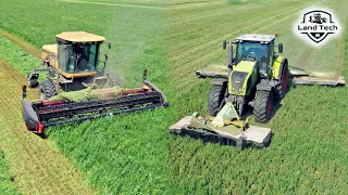 Быстрое скашивание травы в хозяйстве: трактор CLAAS Axion 830 с косилкой Disco и Challenger SP115C