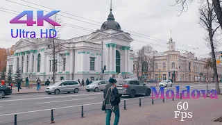 Chisinau walking tour city center​​, Moldova 4k 60fps