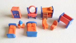 DIY Miniature Clay Furniture | How to Make Doll Bedroom Set | Polymer Clay Furniture