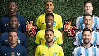 Messi-Alvarez-Di Maria VS Neymar-Vinicius-Raphinha VS Mbappe-Muani-Dembele | 💥 ULTIMATE comparison🔥