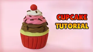 🔴DIY how to make CUPCAKE - Easy Polymer Clay Food, Fondant for cakes, plastilina tutorial DIY