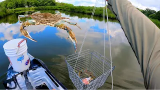 Kayak CRABBING for Chesapeake Bay BLUE CRABS!