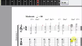 Игра гаммы септаккордами на гитаре