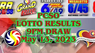 PCSO 9PM LOTTO RESULT | May 13, 2023