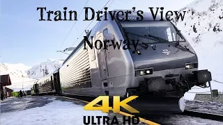 TRAIN DRIVER'S VIEW: Flåm Line in early spring sunshine 4K ULTRA HD!