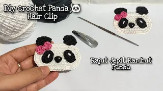 Diy crochet panda hair clip. tutorial crochet panda hair clip. merenda jepit rambut panda #diycrafts